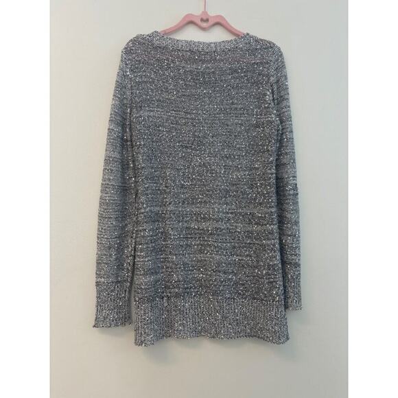 Belldini Sweater Knit Black Gray Multi Sequin Design Round Neck Long Sleev Sz XL - Picture 5 of 6